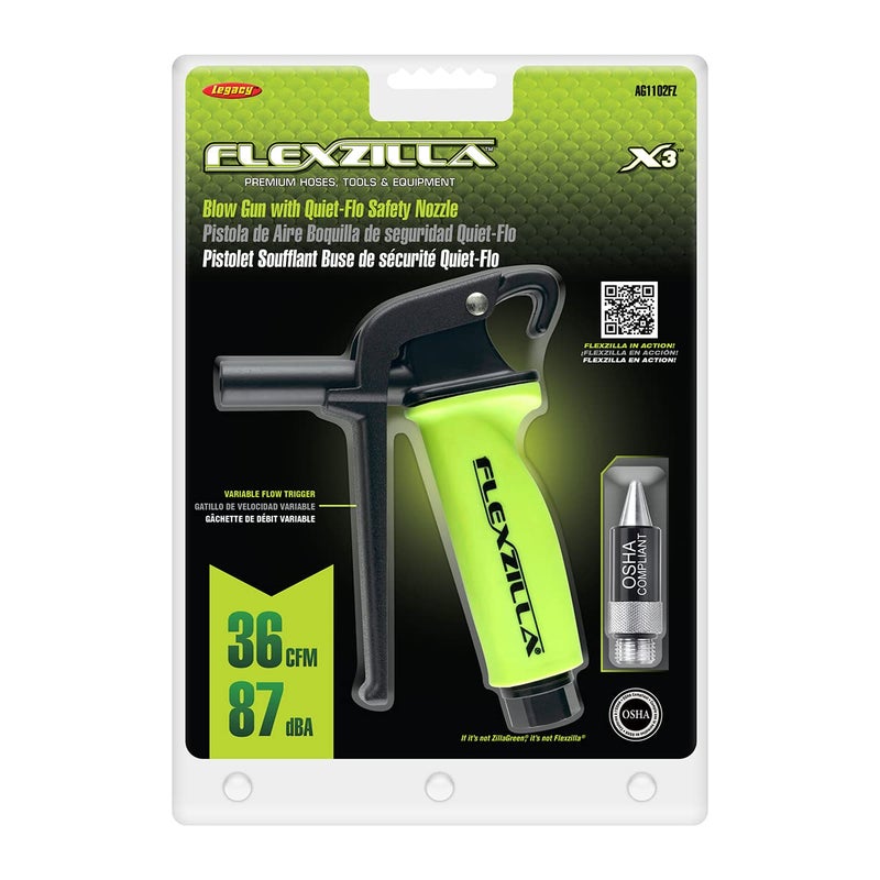 Flexzilla X3 Blow Gun with Quiet-Flo Safety Nozzle, ZillaGreen - AG1102FZ - Image 2